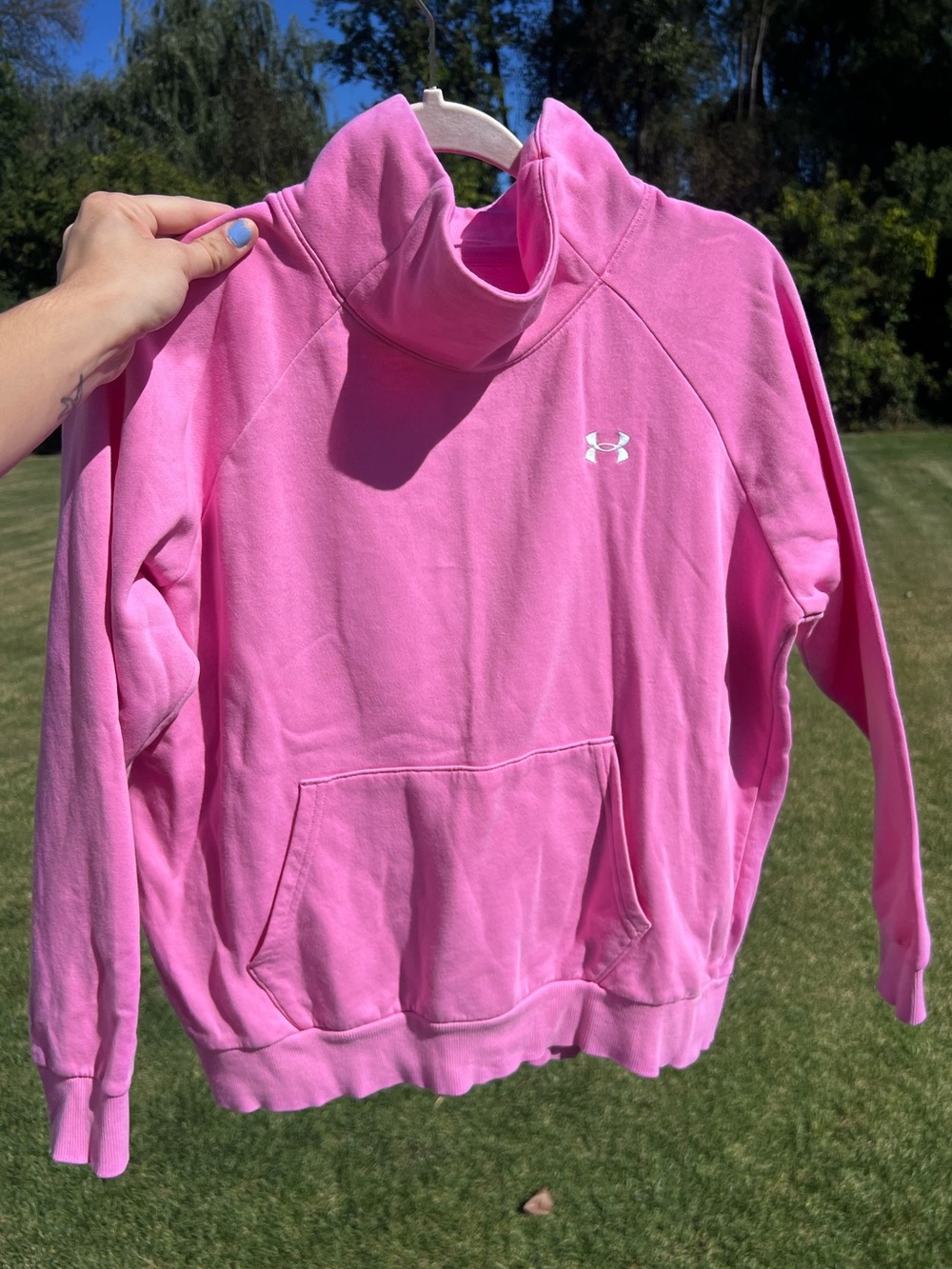 Under Armour Pink Funnel Neck Fleece Hoodie Medium